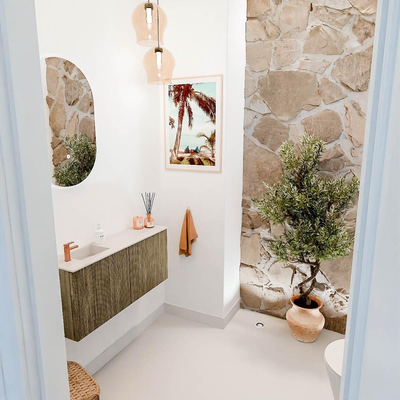 Mondiaz JOYA-DLUX 90cm toiletmeubel - kleur Dusk - Wastafel FAYE positie Links 1 kraangat kleur Meli.