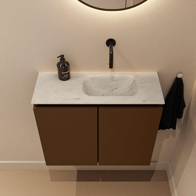 MONDIAZ TURE-DLUX Meuble de toilettes 60cm Rust. EDEN lavabo Opalo position droite. Sans trou de robinet.