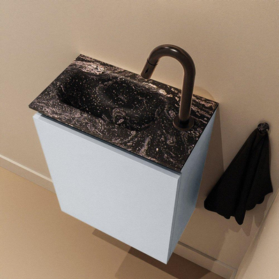 MONDIAZ TURE-DLUX Meuble WC 40 cm Clay. Lavabo EDEN Lava position gauche. Avec 1 trou de robinet.