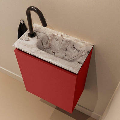 MONDIAZ TURE-DLUX 40cm toiletmeubel Fire. EDEN wastafel Glace positie rechts. Met 1 kraangat.