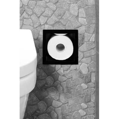 Looox Closed Support de rouleau de réserve encastré 17.3x74x14cm - 6 rouleaux - noir mat
