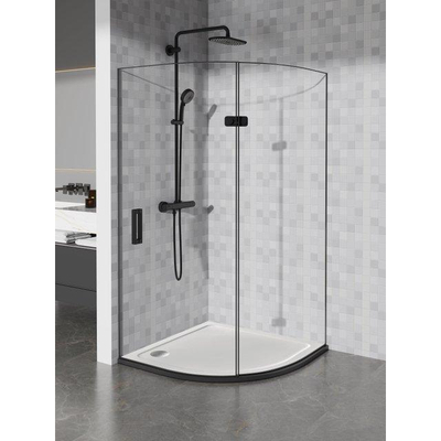 FugaFlow Effieciente Bac à douche Anto - 90x90x4cm - quart de cercle SMC - blanc brillant