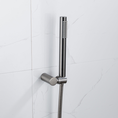 Fortifura Calvi Handdoucheset - 22.5cm - staaf - met houder - anti-twist - slang - 150cm - PVD - geborsteld gunmetal (antraciet)