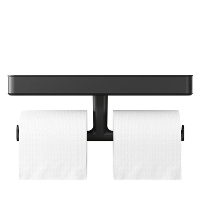 Tiger Carv Porte-rouleau de toilette - double - avec tablette - noir