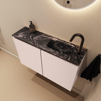 MONDIAZ TURE-DLUX 80cm toiletmeubel Rosee. EDEN wastafel Lava positie rechts. Met 1 kraangat.