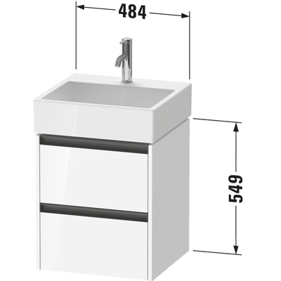 Duravit ketho 2 meuble sous lavabo avec 2 tiroirs 48.4x46x54.9cm avec poignées anthracite graphite super mat