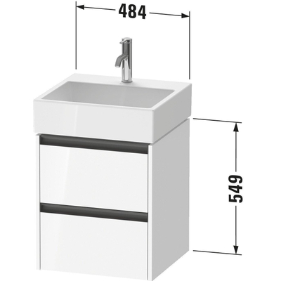 Duravit ketho meuble à 2 vasques avec 2 tiroirs 48.4x46x54.9cm avec poignées anthracite basalte mate