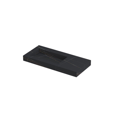 INK Pitch wastafel - 100x45x9cm - 1 wasbak links - 0 kraangaten - drain keramiek Lauren black mat