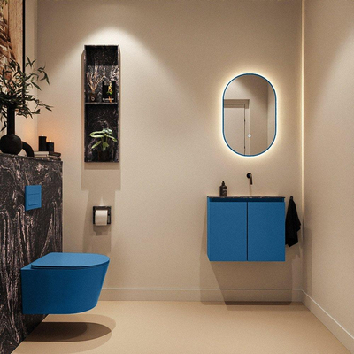 MONDIAZ TURE-DLUX 60cm toiletmeubel Jeans. EDEN wastafel Lava positie rechts. Zonder kraangat.