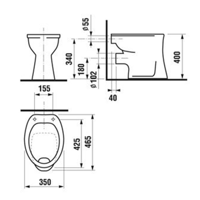 Plieger Brussel WC sur pied à fond plat 35x46.5cm Blanc