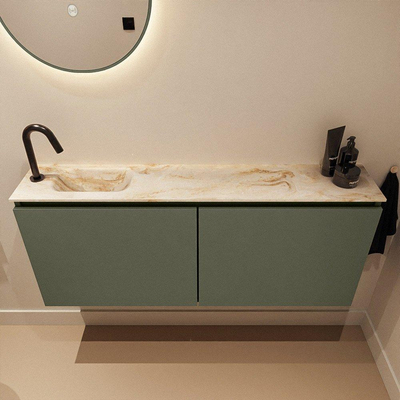 MONDIAZ TURE-DLUX 120cm toiletmeubel Army. EDEN wastafel Frappe positie links. Met 1 kraangat.