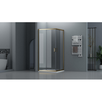 FugaFlow Efficiente Vetro Cabine de Douche - 90x90 cm - carré - or mat