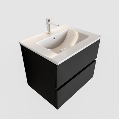 MONDIAZ VICA Badkamermeubelset - 60cm - 2 lades - wasbak Denia midden - 1 kraangat - keramiek urban