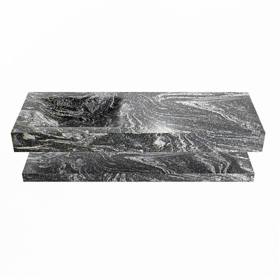 MONDIAZ ALAN - DLUX Badkamermeubelset - 130cm - planchet - Lava - vrijhangende wastafel - wasbak links - 1 kraangat - Lava