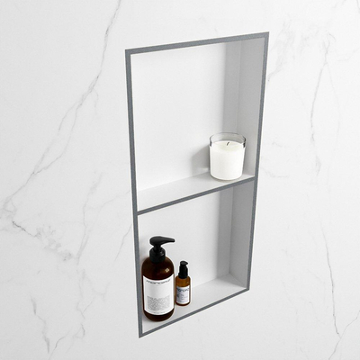 MONDIAZ EASY Nis - 59.5x29.5cm - geschikt voor in- of opbouw - 2 vakken - kleur Plata | Talc