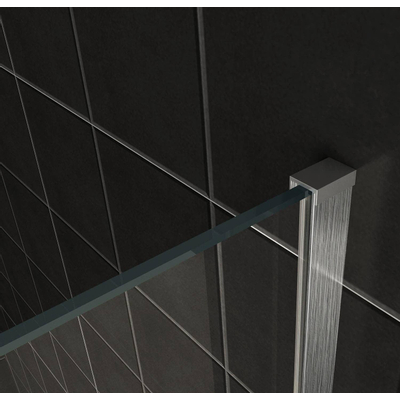 Wiesbaden Slim Douche à l'italienne 100x200cm verre nano 8mm partiellement verre fumé mat acier brossé