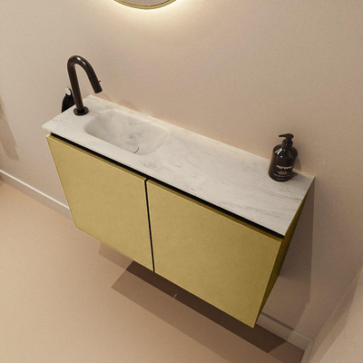 MONDIAZ TURE-DLUX 80cm toiletmeubel Oro. EDEN wastafel Opalo positie links. Met 1 kraangat.