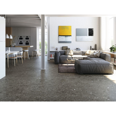 Baldocer Ceramica Nover carrelage mural et de sol - 60x60cm - 9.5mm - Carré - rectifié - Terrazzo - Noir mat