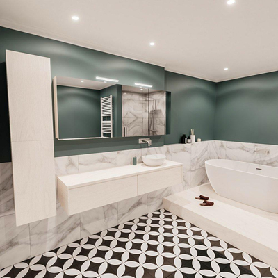 ENSEMBLE DE MEUBLE MONDIAZ LUSH - 180 cm - 2 tiroirs - lavabo BARCO - vasque à droite - 0 trous de robinet - sous-couche
