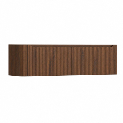 H&R Badmeubelen Juice Wastafelonderkast - 160x45x40cm - linkerhoek afgerond - 3D-front - 2 lades - geïntegreerde greep - dark oak