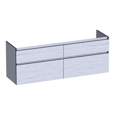 BRAUER Delight Edge meuble sous lavabo 160 4 tiroirs softclose - sans poignée - 2 découpes pour siphon - Forest Seashell