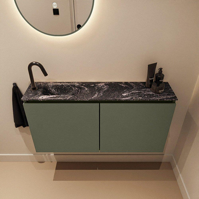 MONDIAZ TURE-DLUX Meuble toilette - 100cm - Army - EDEN - vasque Lava - position gauche - 1 trou de robinet
