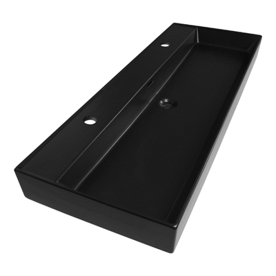 Plieger Kansas wastafel 2 kraangaten met overloop 120x46.6cm matzwart