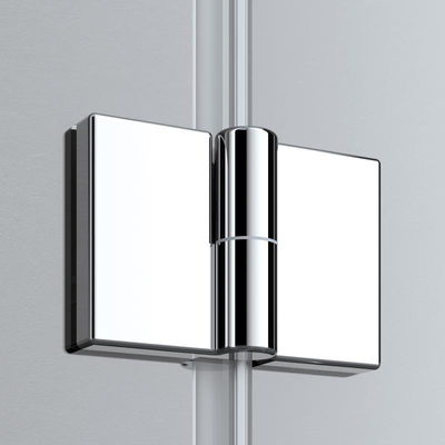 Kermi Liga porte tournante avec segment fixe vers l'intérieur et l'extérieur 125x200cm côté gauche profil argent mat et verre clair