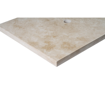 Saniclass Travertine plan sous vasque - 120x46cm - sans trous de robinet - 2 découpes pour siphon - pierre naturelle marbrée