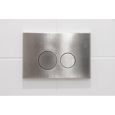 QeramiQ Dely Swirl Compact Ensemble WC - réservoir encastré QeramiQ flush - abattant 25 mm - plaque de commande métallique inox - boutons ronds - blanc mat