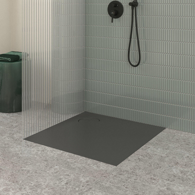 Villeroy & Boch Ecora douchebak - 80x80x3.5cm - hoekafvoer - anthracite (antraciet)