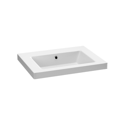 BRAUER Foggia Plan vasque 60x46cm sans trous de robinet avec trop plein et vasque simple marbre minéral Blanc mat