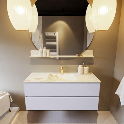 Mondiaz VICA-DLUX Ensemble de meuble de salle de bain - 120cm - meuble sous-vasque cale - 2 tiroirs - lavabo encastrée cloud milieu - 1 trou de robinet - version haute de 60cm - frape