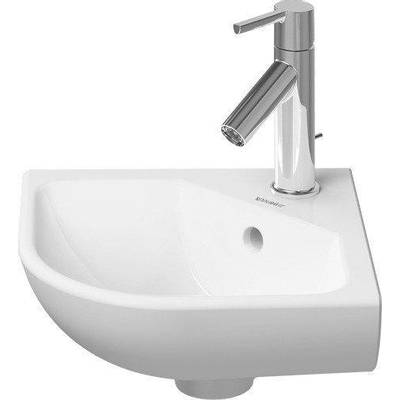 Duravit ME by Starck lave-mains d’angle 1 trou de robinet avec trop-plein 43,5x38cm blanc mat 722433200
