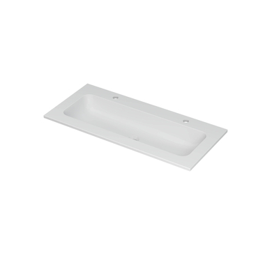 Ink aspekt lavabo 100x1,5x45cm 2 trous pour robinet 1 évier porcelaine blanc mat