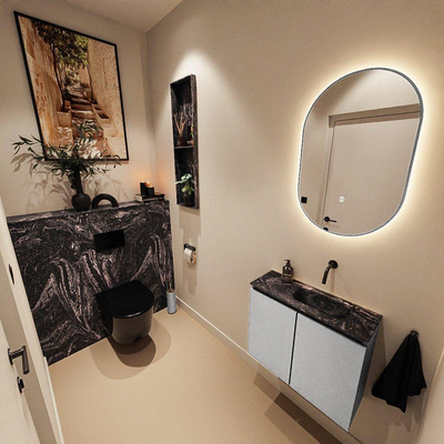 MONDIAZ TURE-DLUX 60cm toiletmeubel Plata. EDEN wastafel Lava positie rechts. Zonder kraangat.