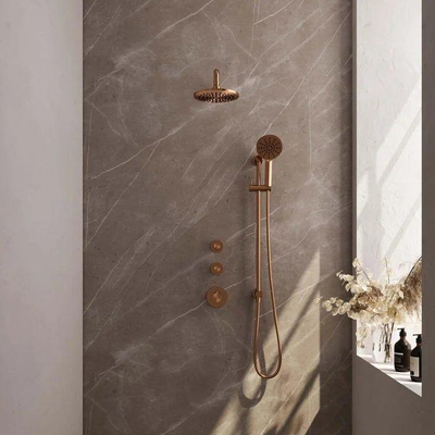 BRAUER Copper Edition inbouw regendoucheset – Ø20 cm hoofddouche – 40 cm gebogen wandarm – ronde handdouche – glijstang 70 cm