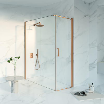 Fortifura Galeria Douchecabine - 60x180x200 - Profiel veiligheidsglas - antikalk - PVD - geborsteld koper