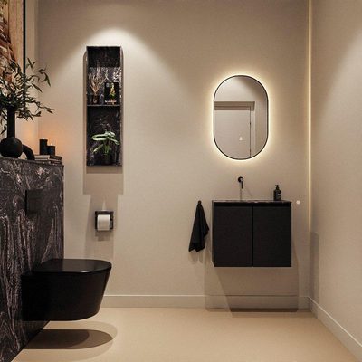 MONDIAZ TURE-DLUX Meuble toilette - 60cm - Urban - EDEN - vasque Lava - position gauche - sans trou de robinet