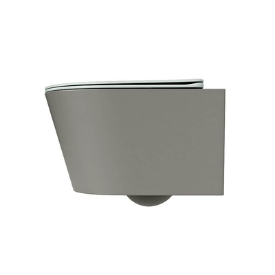 Mondiaz LAVIE WC suspendu – sans bride – 36 x 53 cm – avec abattant softclose – Smoke (brun clair), abattant Greey (vert clair/gris)