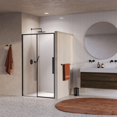 BRAUER Galactic Nisdeur - 120x200 - 2-delig schuif - helder glas - omkeerbaar - incl. glascoating - geborsteld gunmetal PVD