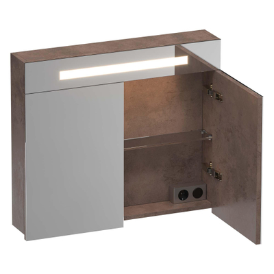 BRAUER Promise armoire de toilette - 80x70x15cm - avec éclairage direct - 2 portes miroir simples - Erosion