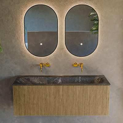 Mondiaz KURVE-DLUX Badkamermeubelset - 120x46x40cm - 1 lade - wastafel solid surface - midden - zonder kraangat - Dusk