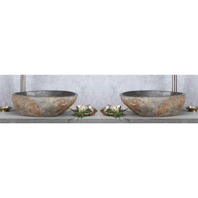 Differnz Lombok waskom 40x50cm riviersteen grijs OUTLETSTORE