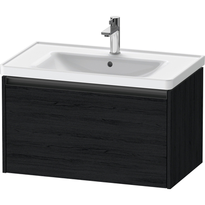 Duravit Ketho.2 Wastafelonderbouwkast - met 1 lade - 78.4x45.5x44cm - met greep antraciet - eiken zwart mat