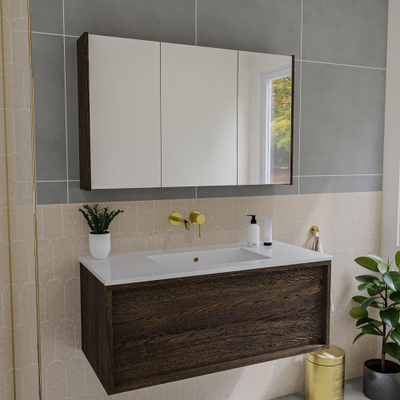 Saniclass Holz Frame Armoire miroir - 100x63x16cm - incluant panneaux latéraux - Chêne charcoal