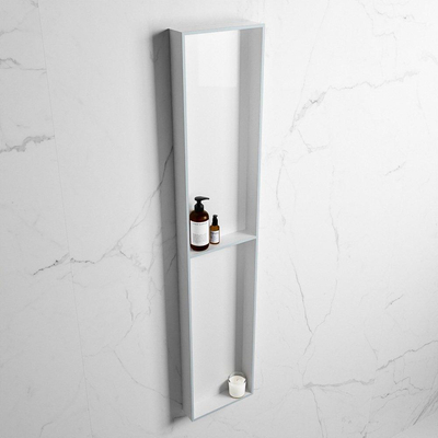 Mondiaz Easy nis 29.5x89.5x8cm voor Inbouw/opbouw 2 open vakken Solid surface Talc/Clay