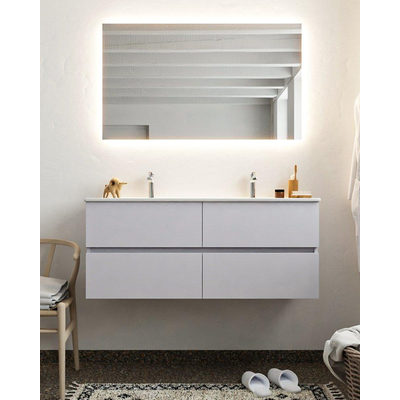 Mondiaz VICA ensemble de meuble de salle de bain - 120cm - cale - 4 tiroirs - lavabo denia double - 2 trous de robinet - miroir LED - version XL 60cm de haut