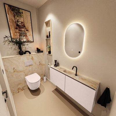 MONDIAZ TURE-DLUX Meuble toilette - 120cm - Rosee - EDEN - vasque Frappe - position centrale - 1 trou de robinet
