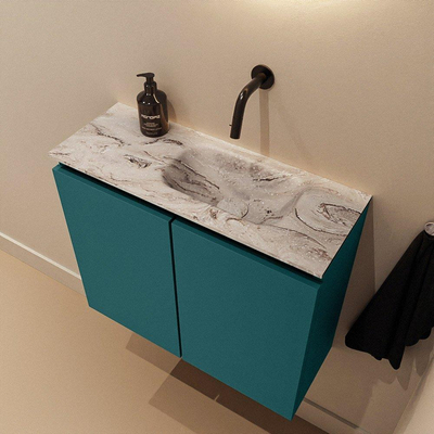 MONDIAZ TURE-DLUX Meuble toilette - 60cm - Smag - EDEN - vasque Glace - position droite - sans trou de robinet